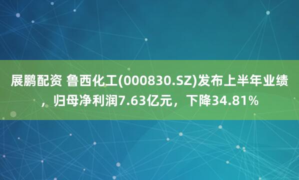 展鹏配资 鲁西化工(000830.SZ)发布上半年业绩，归母净利润7.63亿元，下降34.81%